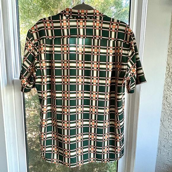 Deus Ex Machina Men’s Large Plaid Button Shirt Retro Short Sleeve - Picture 3 of 16